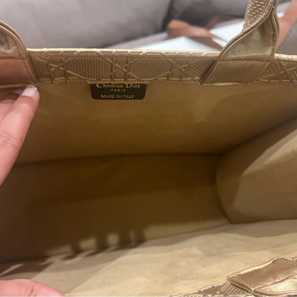 Rare Authentic Christian Dior Book Tote Big Size Handbag Golden Canvas - Picture 12 of 12